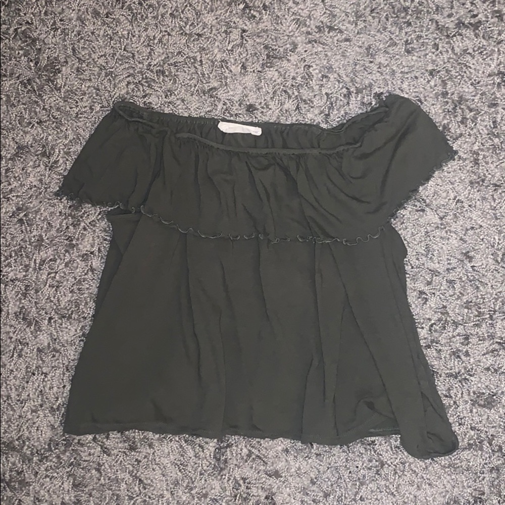 Off Shoulder Green Shirt